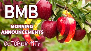 BMB Morning Announcements for Friday October 11th [upl. by Corel]