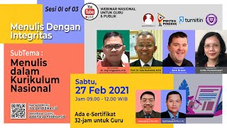 Menulis Dalam Kurikulum Nasional  Menulis Dengan Integritas Sesi 1 of 3 Ada eSertifikat 32 JP [upl. by Ahsenal645]