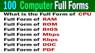 100 Most Commonly used Computer Full Form Computer Full Form Abbreviations full form [upl. by Nahtonoj]