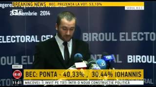 Alegeri prezidentiale 2014 Rezultate partiale BEC ora 11 00 [upl. by Amora887]