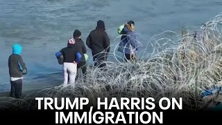 Harris visits border Trump touts data showing undocumented immigrant crimes  KTVU [upl. by Northway]