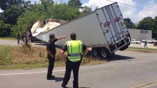 Semi Truck Breaks In Half RAW FOOTAGE [upl. by Adiell]