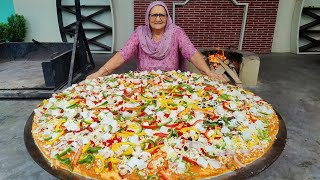 BIG PANEER MAKHNI PIZZA  Giant Pizza  Pizza Recipe  Biggest Pizza  By Grandma  Veg Village food [upl. by Adamok212]