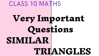 Very Important Questions  Similar Triangles  Class 10 Maths [upl. by Neros591]