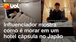 Mudar para uma gaveta Influenciador mostra como é morar em um hotel cápsula no Japão veja vídeo [upl. by Willman743]