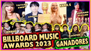 BILLBOARD MUSIC AWARDS 2023 GANADORES LISTA COMPLETA  Taylor Swift Newjeans Blackpink Jungkook [upl. by Warga]