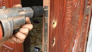 Amazing Excellent Skill Of The Carpenter  How To Installation A New Wood Door Lock [upl. by Carolina]