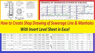 How to Create Shop Drawing of Sewerage Line amp Manholes With Invert Level Sheet in Excel [upl. by Dynah]