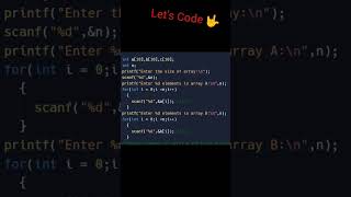 Add 2 onedimensional arrays and store into third 1D array C programming  Lets code 🤟shorts [upl. by Erek608]