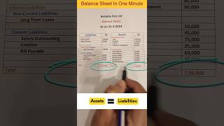 Balance Sheet in One Minute balancesheet shorts bookkeeping accounting journalentry tally [upl. by Namlak]