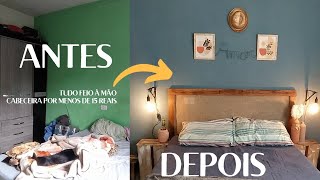 REFORMA DE QUARTO GASTANDO POUCO  CABECEIRA CAMA POR 15 REAIS  DECORAÇÃO TODA DIY  Gisele Souza [upl. by Reiter]