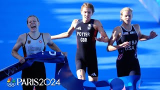 Germany wins mixed team triathlon gold Team USA sprints to silver in a photo finish  NBC Sports [upl. by Pierce]