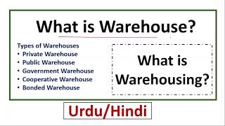 What is Warehouse amp Warehousing Types of WarehousesPrivatePublicGovernmentBondedCooperative WH [upl. by Kaz]