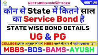 All about Service Bond amp Discontinuation Bond of all States in MBBS  BDS  BAMS  AYUSH  NEET 2024 [upl. by Eolhc]