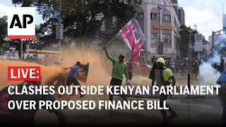 LIVE Clashes erupt outside Kenyan Parliament over proposed finance bill [upl. by Ylagam]