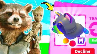 I Traded My MEGA NEON RACCOON In Adopt Me  Roblox Adopt Me Trading Mega Pet As ROCKET RACCOON [upl. by Eetnom]