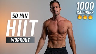 50 Min Cardio HIIT Workout To Burn 1000 Calories  Full Body At Home No Equipment [upl. by Bonnes]