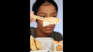 ASMR SUSHI  SHRIMP TEMPURA ROLL  SPICY TUNA  SHRIMP EBI  CRAB RANGOON  FRIED OYSTER  MUKBANG [upl. by Aohk]