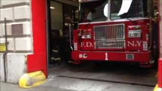 BRAND NEW FDNY TOWER LADDER 1 NEW FDNY BATTALION CHIEF 1 amp MANHATTAN BOROUGH COMMAND UNIT DOWNTOWN [upl. by Fancie857]