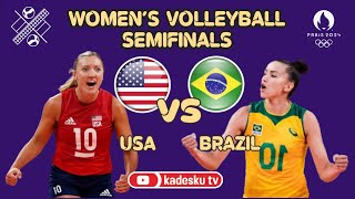 LIVE 🔴 BRAZIL VS USA  Semifinals  Paris 2024 Olympic Games Womens Volleyball  Score [upl. by Assiralc]