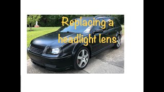 Replacing a headlight lens MK 4 VW GTIGolf [upl. by Mateo999]