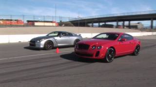 When Worlds Collide Nissan GTR Vs Bentley Continental Supe [upl. by Iaj]