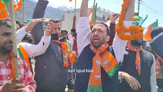 BJP worker dancing at Kishtwar ahead of public rally to be addressed by union Minister Anurag Thakur [upl. by Onairotciv]