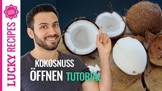 Kokosnuss öffnen 2 VERSIONEN Genialer Trick am Ende [upl. by Inafit]