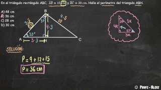 Perimetro triangulo rectangulo notable problema 101  Geometría [upl. by Yreved]