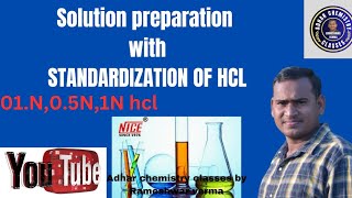 hcl solution preparation 01N05N1N of hclStandardization of hclacid solution preparation [upl. by Atoel]