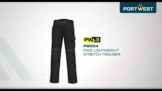 Portwest PW304  PW3 Lightweight Stretch Trouser  EN [upl. by Atisusej]