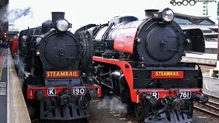 Steamrail amp VGR Maldon Steam Spectacular R761 amp K190  Australian Trains Victoria [upl. by Nnylrefinnej]