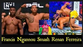 Francis Ngannou knocks out Renan Ferreira in the first round to reclaim the crow [upl. by Nylirahs]