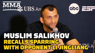 Muslim Salikhov Recalls Sparring with Opponent Li Jiangliang  UFC Long Island  MMA Fighting [upl. by Zzabahs950]