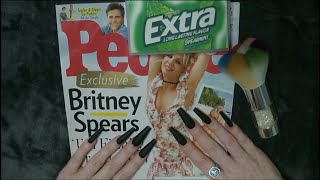 ASMR Gum Chewing Magazine Flip Through with Extra Crinkly Pages  Britney Spears  Close Whisper [upl. by Euqinad]