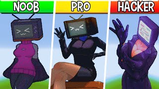 Skibidi Toilet TV WOMAN Pixel Art  Noob vs Pro vs HACKER vs GOD  Building Challenge 966 [upl. by Witte523]