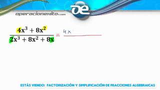 Factorización y simplificación de fracciones algebraicas  Operacionexitocom [upl. by Herzel108]