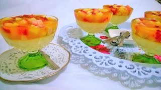 تحلية سهلة و بسيطة مكونة من فلان و سلطة الفواكه  dessert au flan et salade fruits [upl. by Arit373]