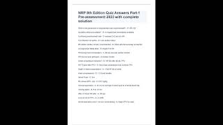 NRP 8th Edition Quiz Answers Part 1 Pre assessment 2023 with complete solution [upl. by Arad]