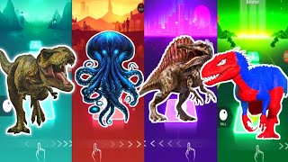 🦖JurassicWorld Tyranosaurus🆚The Kraken🆚The Spinosaurus🆚The Indoraptor CoffinDance Song TilesHop [upl. by Ayekat33]