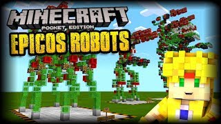 MINECRAFT PE  EPICOS ROBOTS CON MECANISMOS DE REDSTONE  MAPA [upl. by Adnohsel]