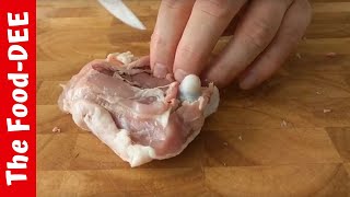 Easy way to debone a chicken thigh  a quothowtoquot tutorial [upl. by Akihsal]