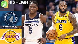 TIMBERWOLVES at LAKERS HIGHLIGHTS October 22 2024 [upl. by Boar892]