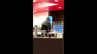 Dominos Pizza Review  Worker prepping dough grabbing cheese all with no gloves [upl. by Pasho]