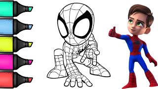 Spidey Coloring Page  Coloring Videos coloring spideyandhisamazingfriends coloringtime [upl. by Miles]