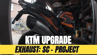 KTM 1290 Super Adventure SC Project Exhaust Installation muffler delete beforeafter sound [upl. by Wadsworth262]