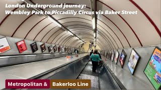 London Underground Journey Wembley Park to Piccadilly Circus Via Baker Street London 🇬🇧 [upl. by Molloy]