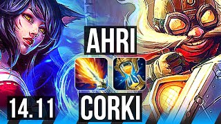 AHRI vs CORKI MID  Rank 9 Ahri 6313  EUW Challenger  1411 [upl. by Nelrsa]