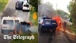 Molotov cocktails fired at French riot police amid clashes over motorway construction [upl. by Aicekal]