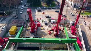 Sollevamento carroponte metropolitana linea 4 di Milano [upl. by Artkele]